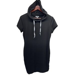 J For Justin Womens Junior Large Black Hooded Dress Short Sleeves